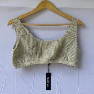Ricky Brazil Bralette Top Women's Size Large Tan  Woven Boho Festival Beach NWT